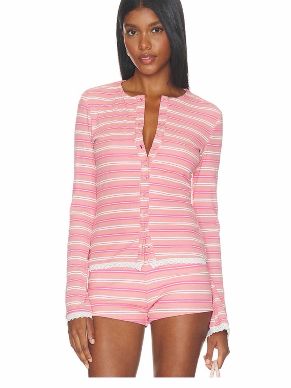 Revolve More to Come Cynthia Pink stripes cardigan top XS